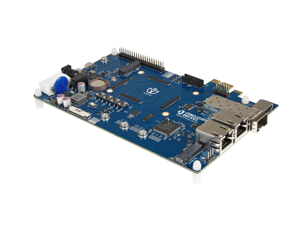 RCHD-PF evaluation board viewed from a right angle